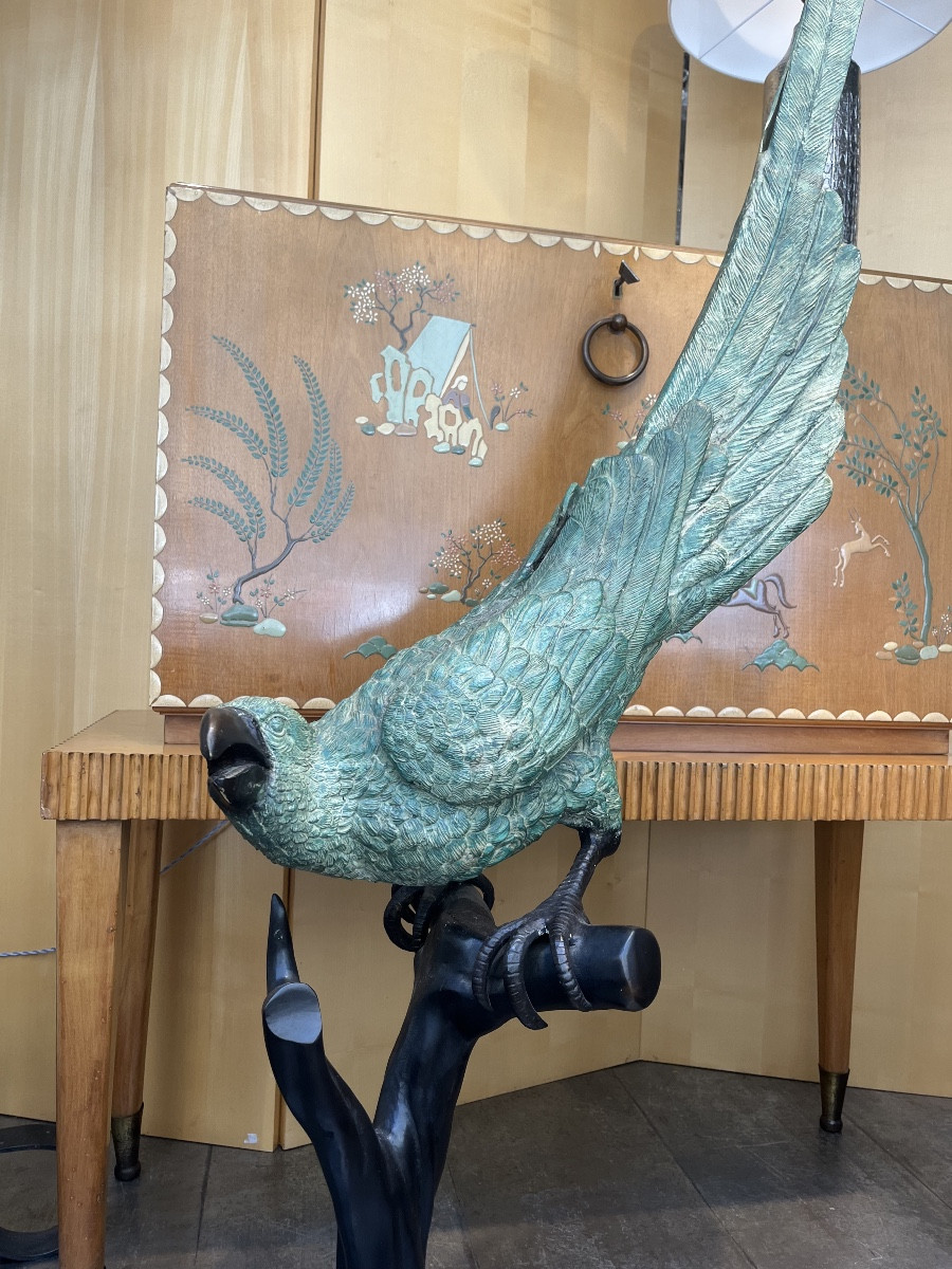 Large Bronze Parrot Circa 1970-photo-2