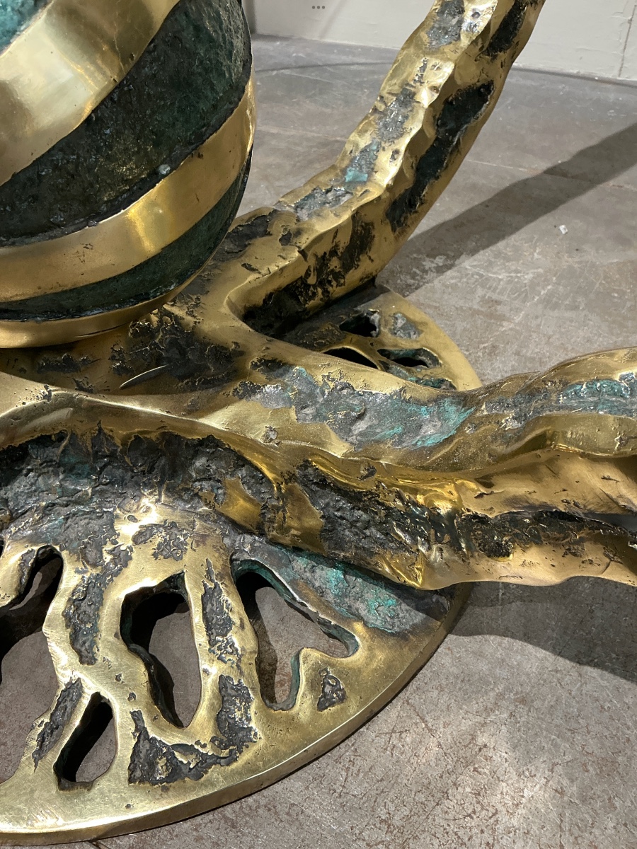 Bronze Coffee Table By H Fernandez Circa 1970-photo-3
