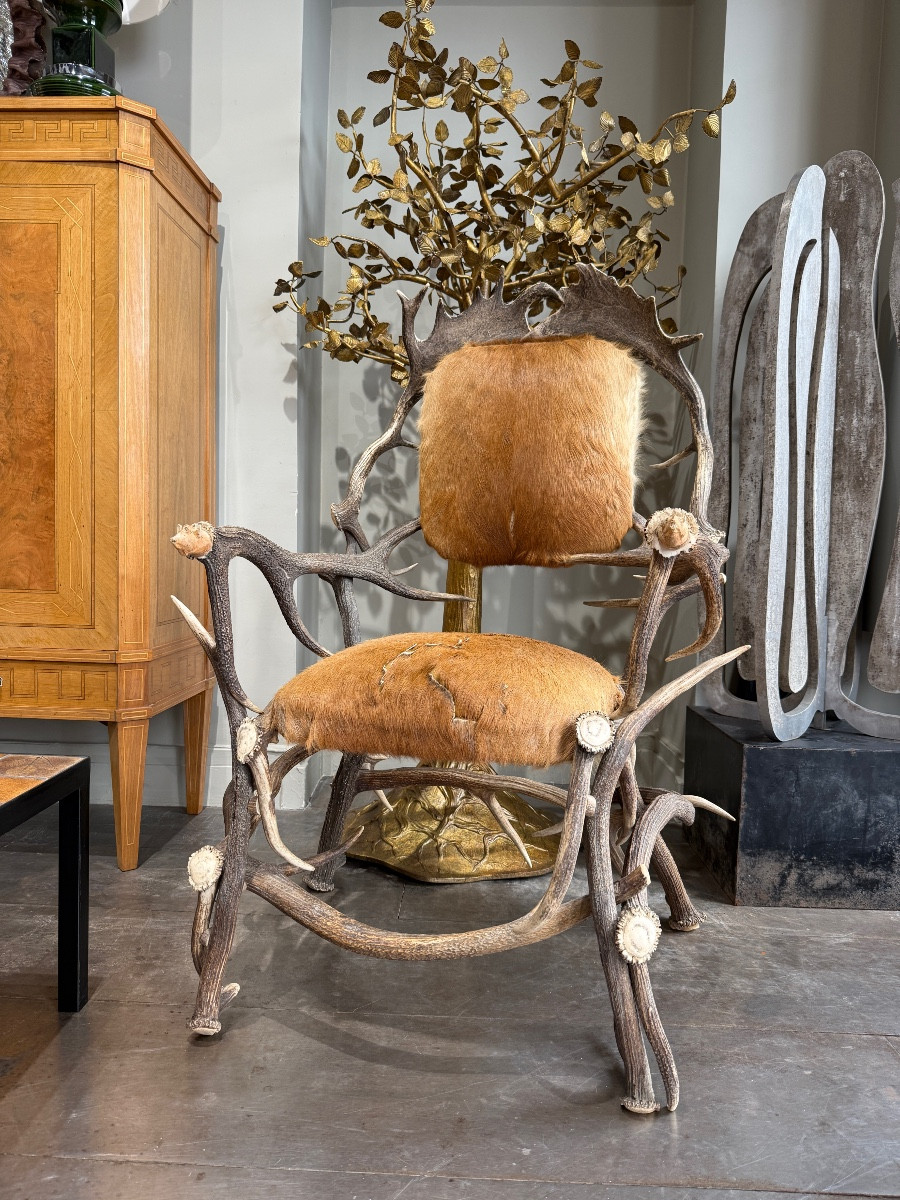 Large Deer Antler Armchair Circa 1950