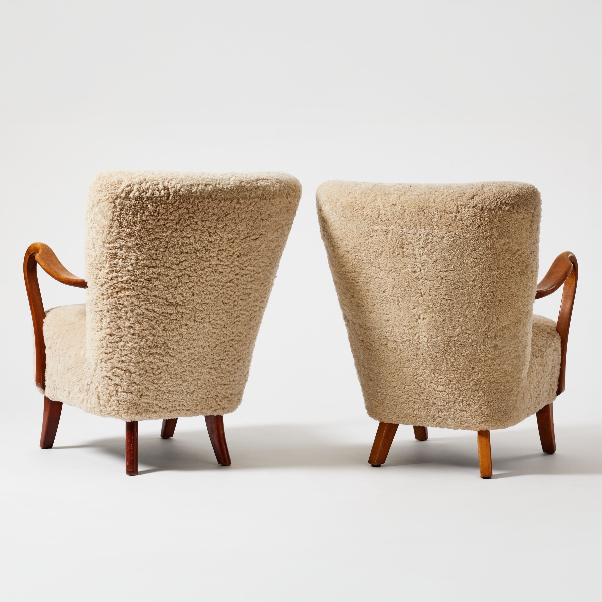 Pair Of Sheepskin Armchairs Alfred Christensen Denmark 1940-photo-2