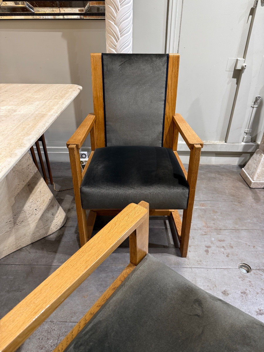 Paire de fauteuils en chêne Frits Spanjaard circa 1920-photo-3