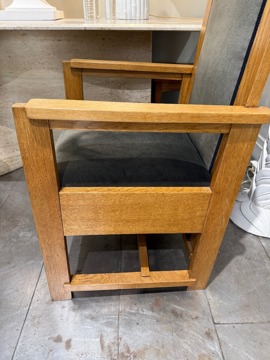 Paire de fauteuils en chêne Frits Spanjaard circa 1920-photo-4