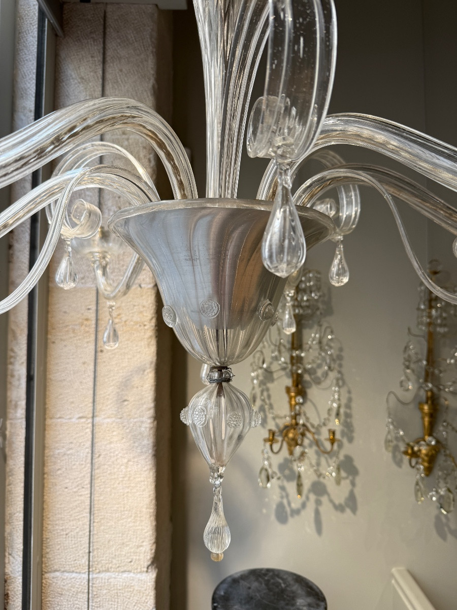 Murano 6-light Chandelier Circa 1930-photo-3