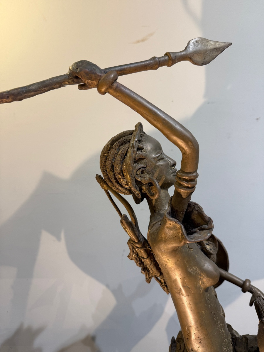 Statue en bronze Afrique 1960-photo-2