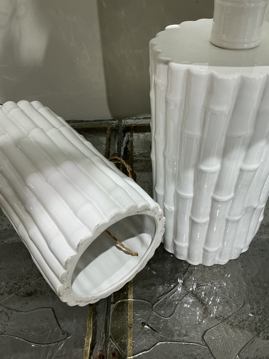 Pair Of Ceramic Lamps Circa 1970-photo-2