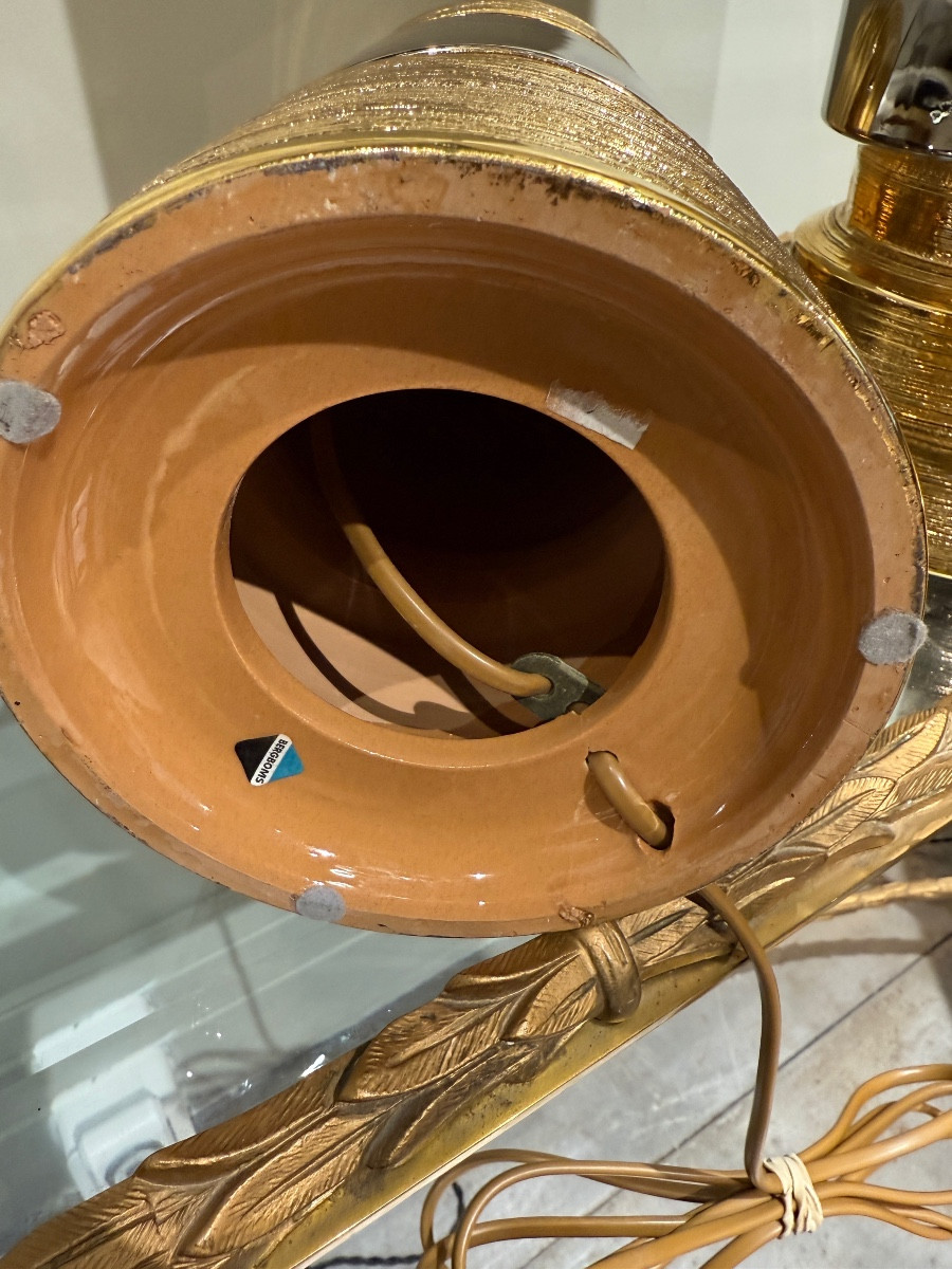 Paire de lampes en céramique emailee or Bergboms circa 1970-photo-4