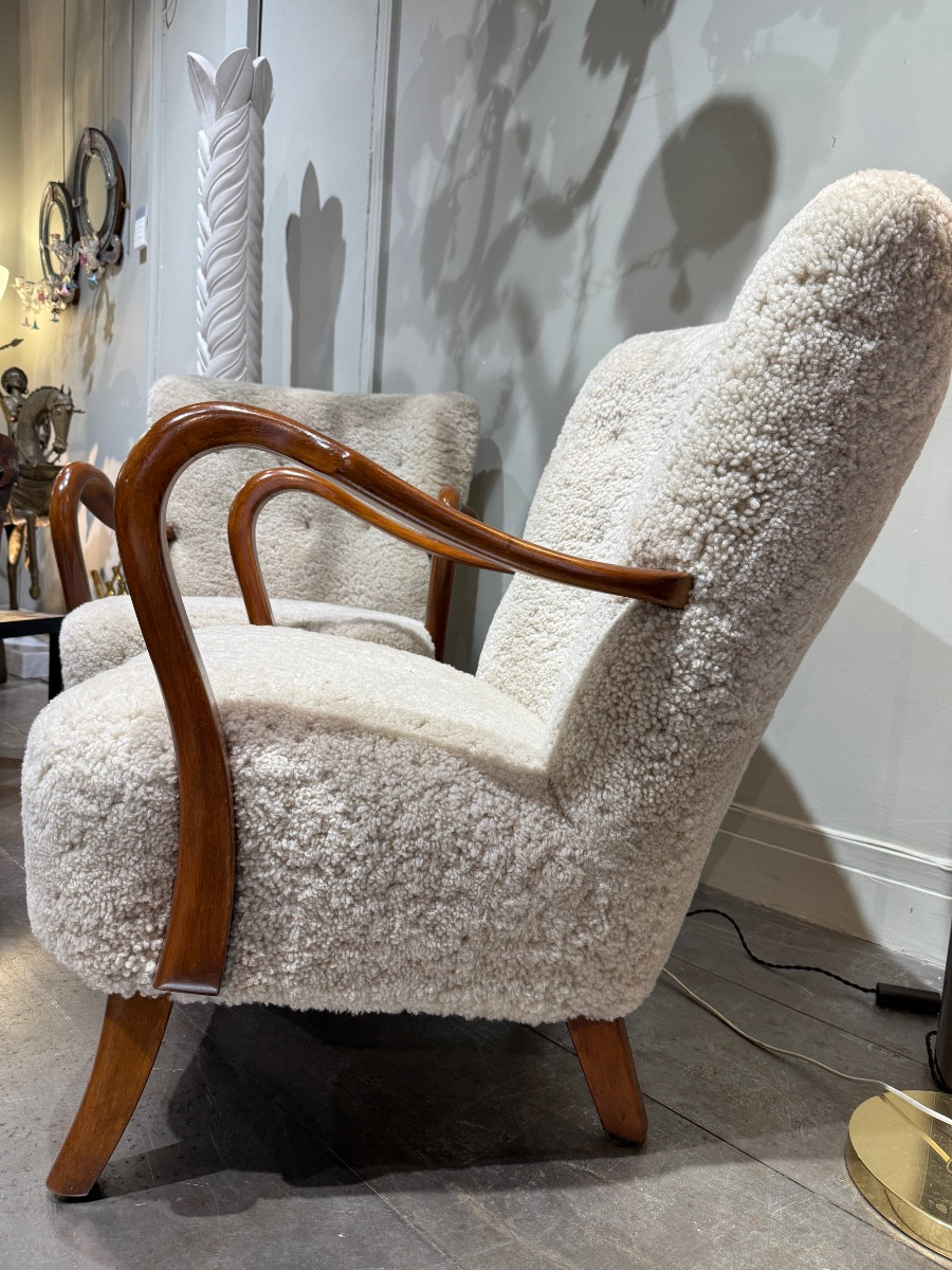 Paire de fauteuils A Christensen Danemark 1940-photo-3