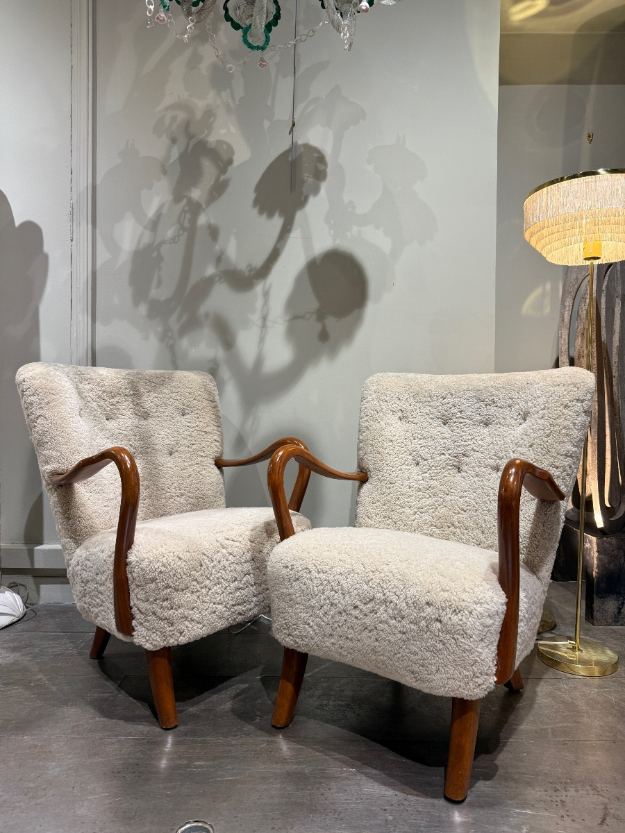 Paire de fauteuils A Christensen Danemark 1940