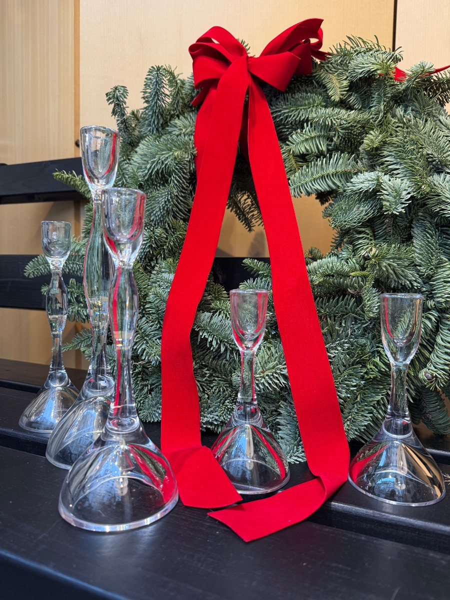 5 Glass Candle Holders By Vicke Lindstrand Sweden 1970-photo-2