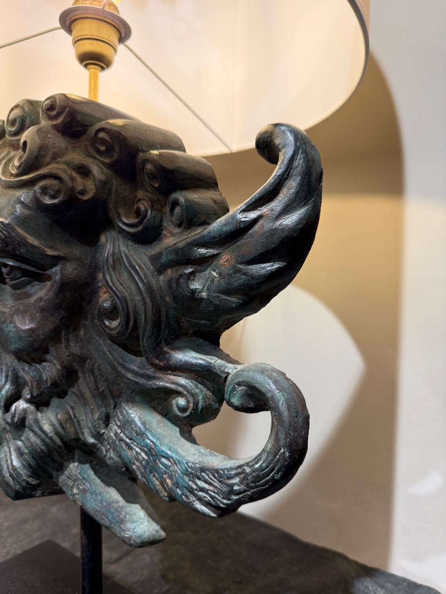 Bronze Lamp “poseidon” Circa 1970-photo-3