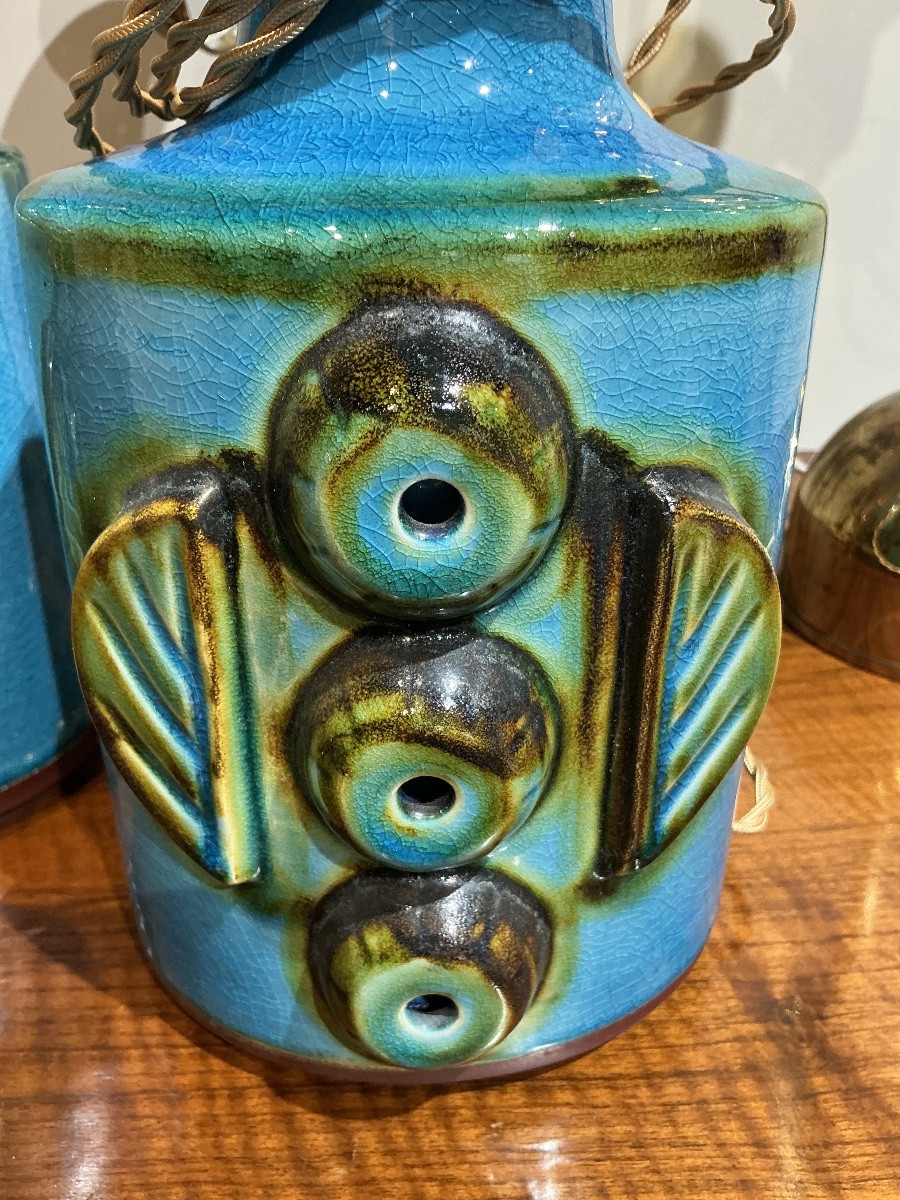 Pair Of Ceramic Lamps, Denmark, 1970-photo-3