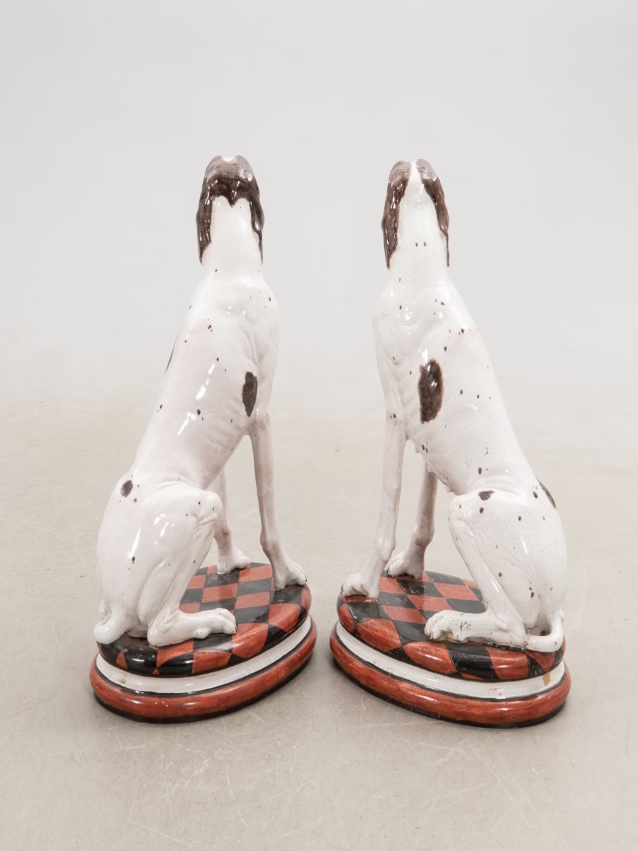 Paire de chiens en céramique circa 1970-photo-2