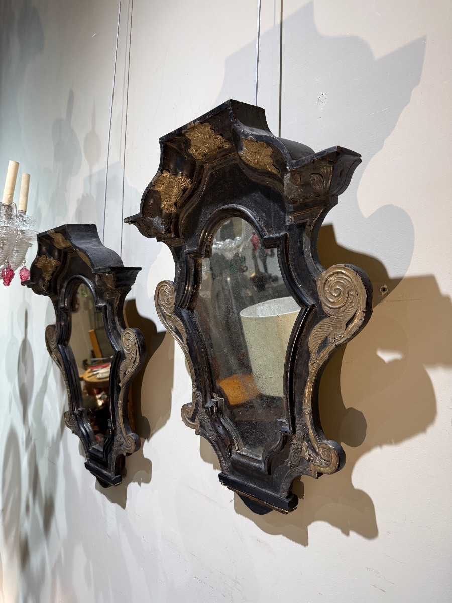 Pair Of 18th Century Suede Mirrors-photo-2