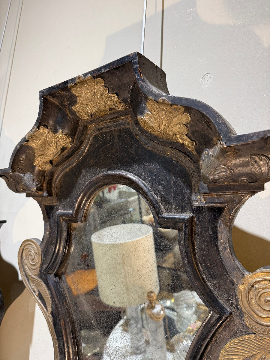 Pair Of 18th Century Suede Mirrors-photo-3