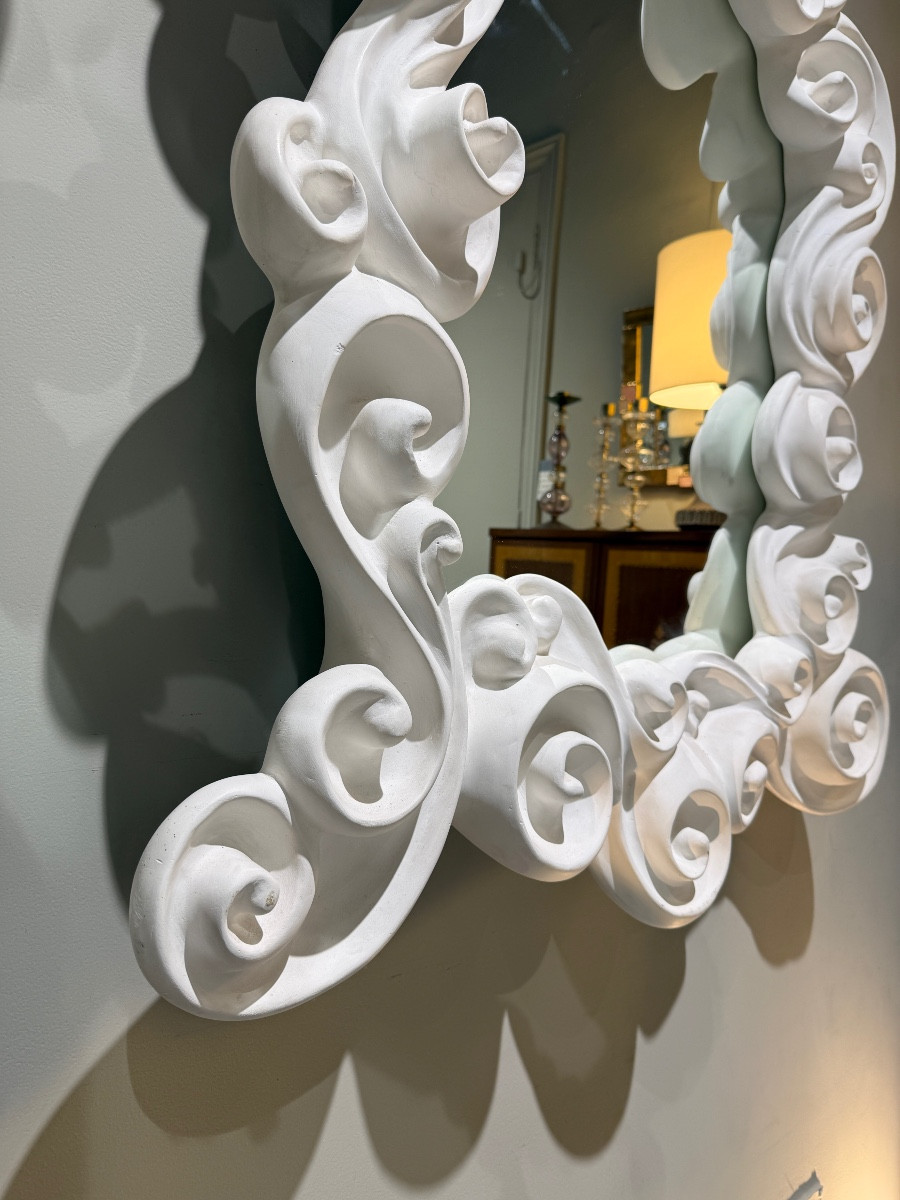 Jean Boggio Plaster Mirror Circa 1980-photo-2