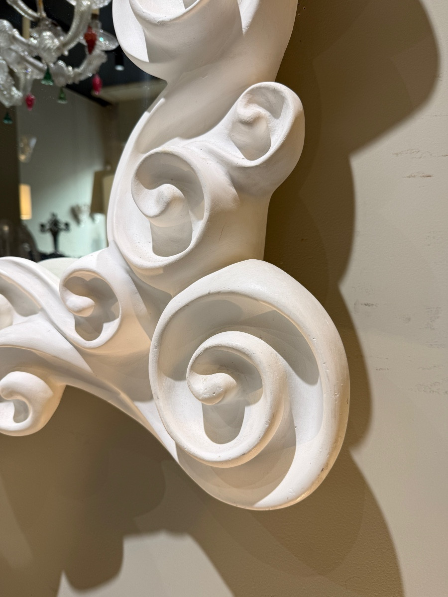 Jean Boggio Plaster Mirror Circa 1980-photo-3