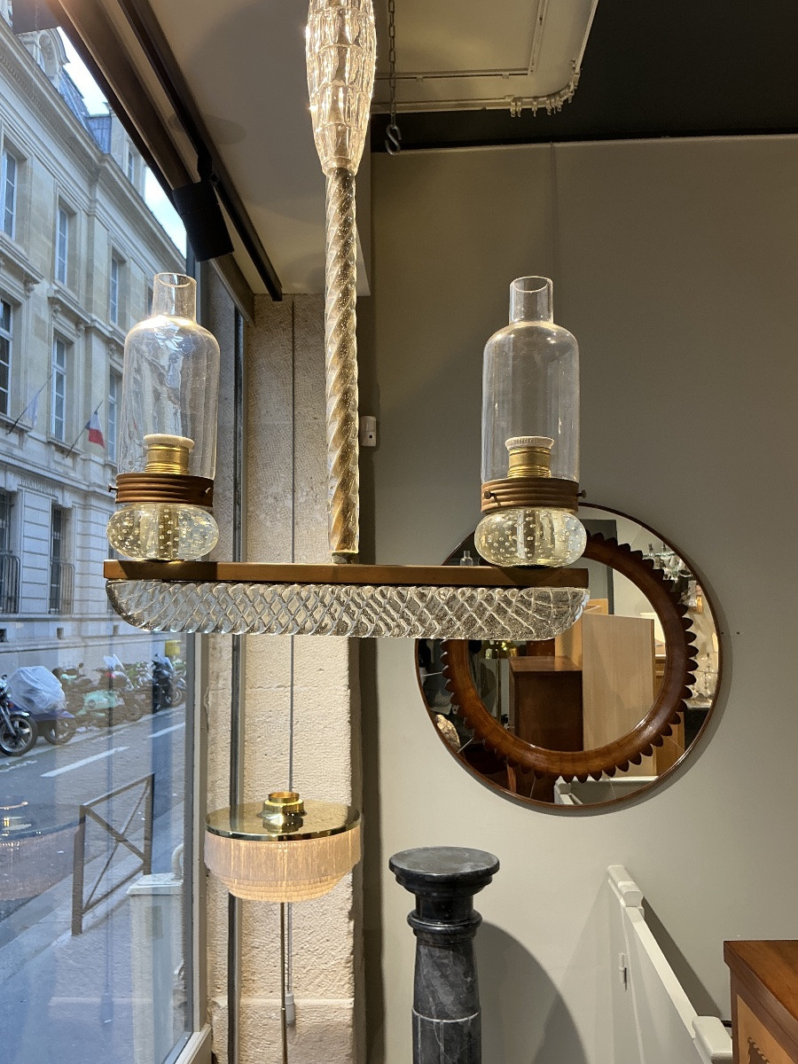 2-light Chandelier Seguso Murano 1940-photo-3