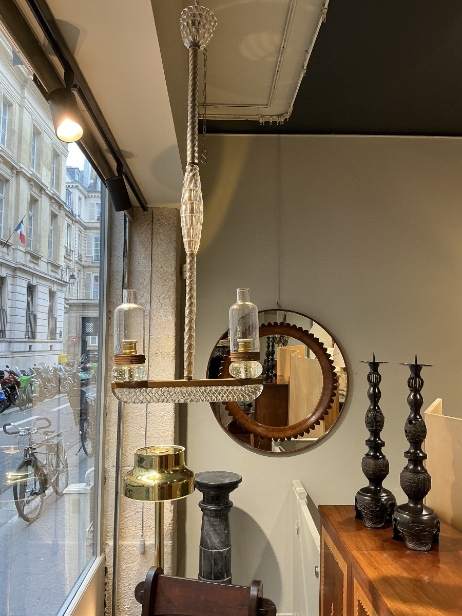 2-light Chandelier Seguso Murano 1940