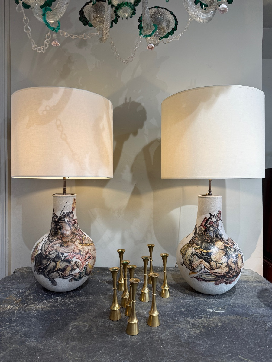 Paire de lampes en céramique M FANTONI 1950