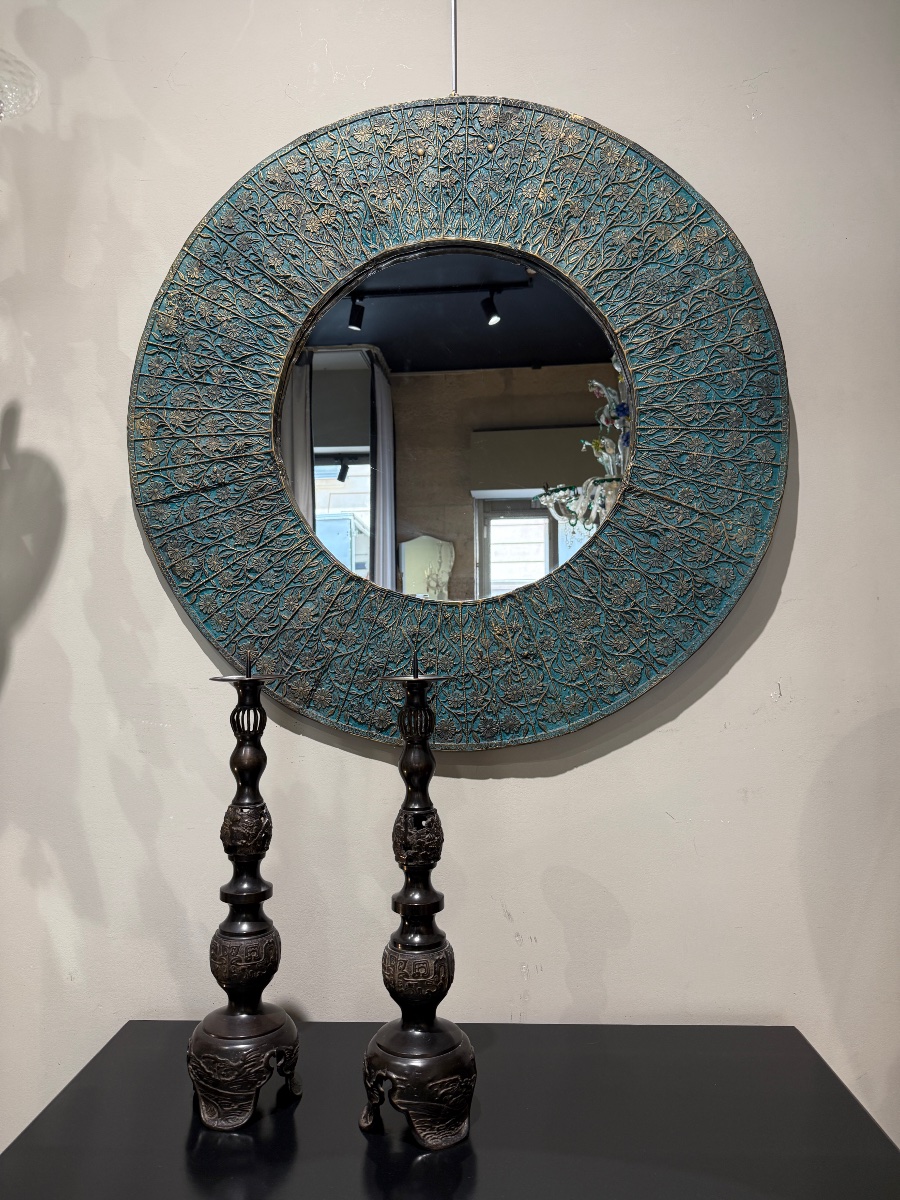 Miroir en terre cuite emaillee Italie 1940-photo-2