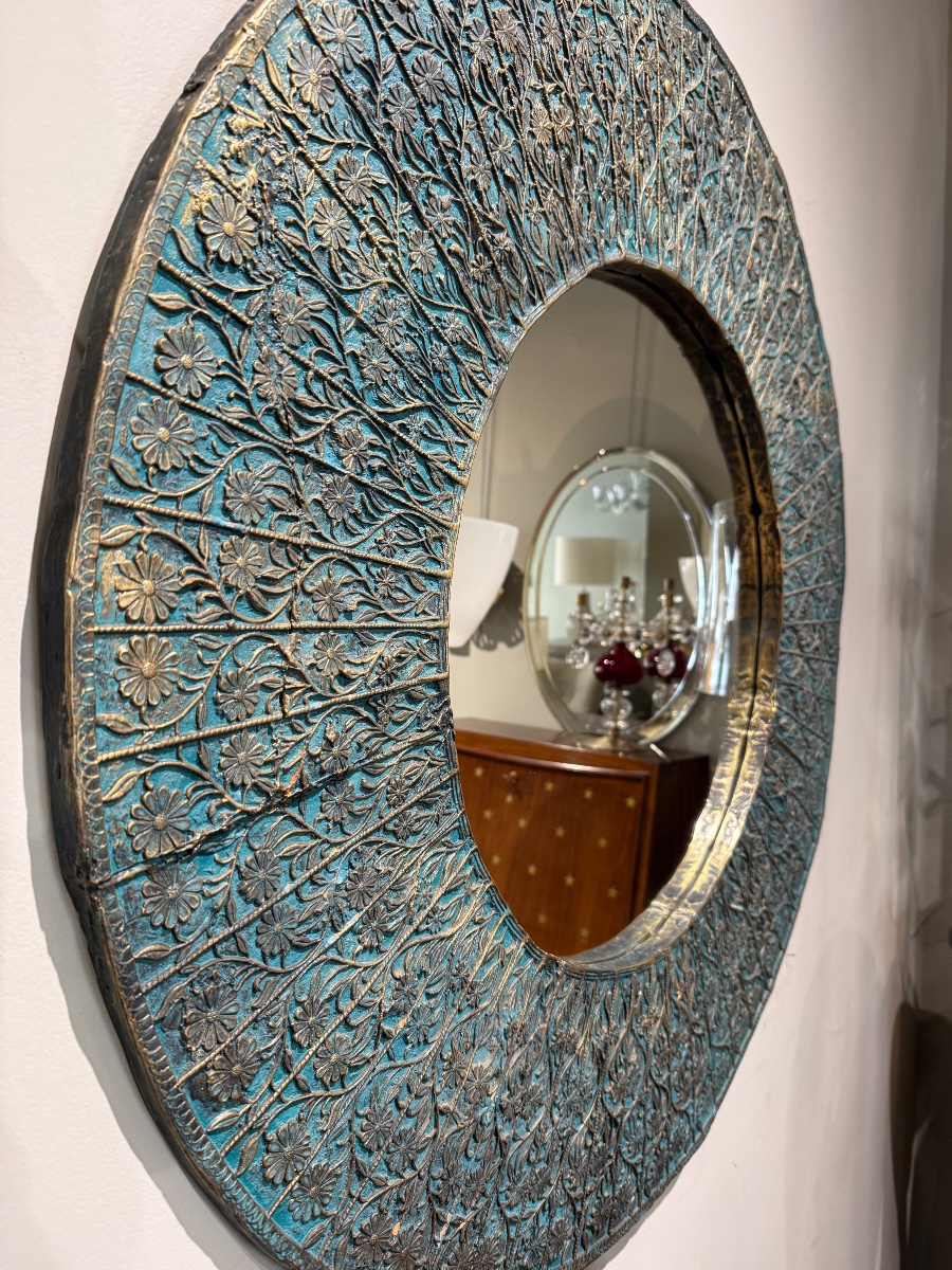 Miroir en terre cuite emaillee Italie 1940-photo-4