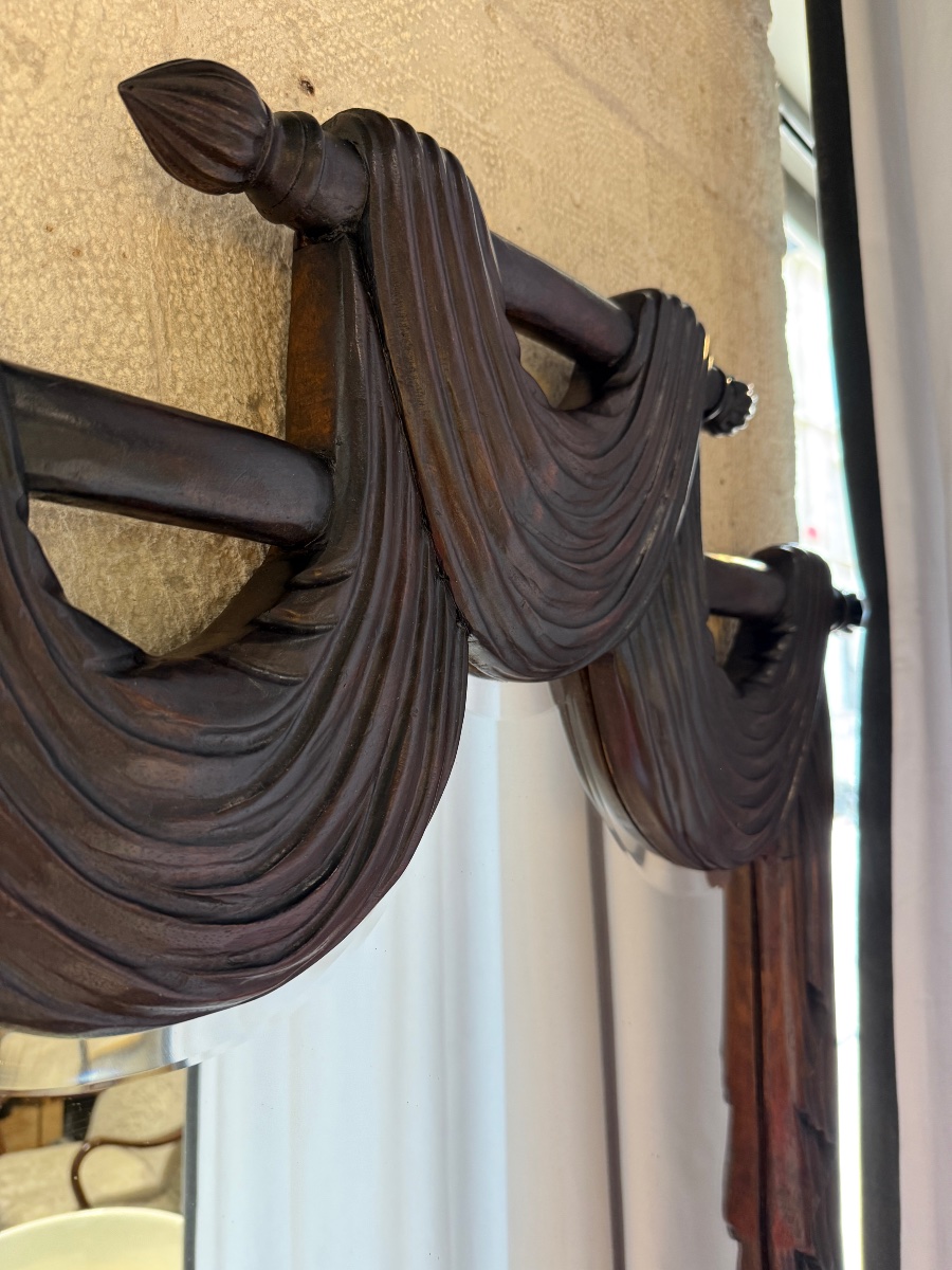 Carved Wooden Mirror, Circa 1970-photo-2
