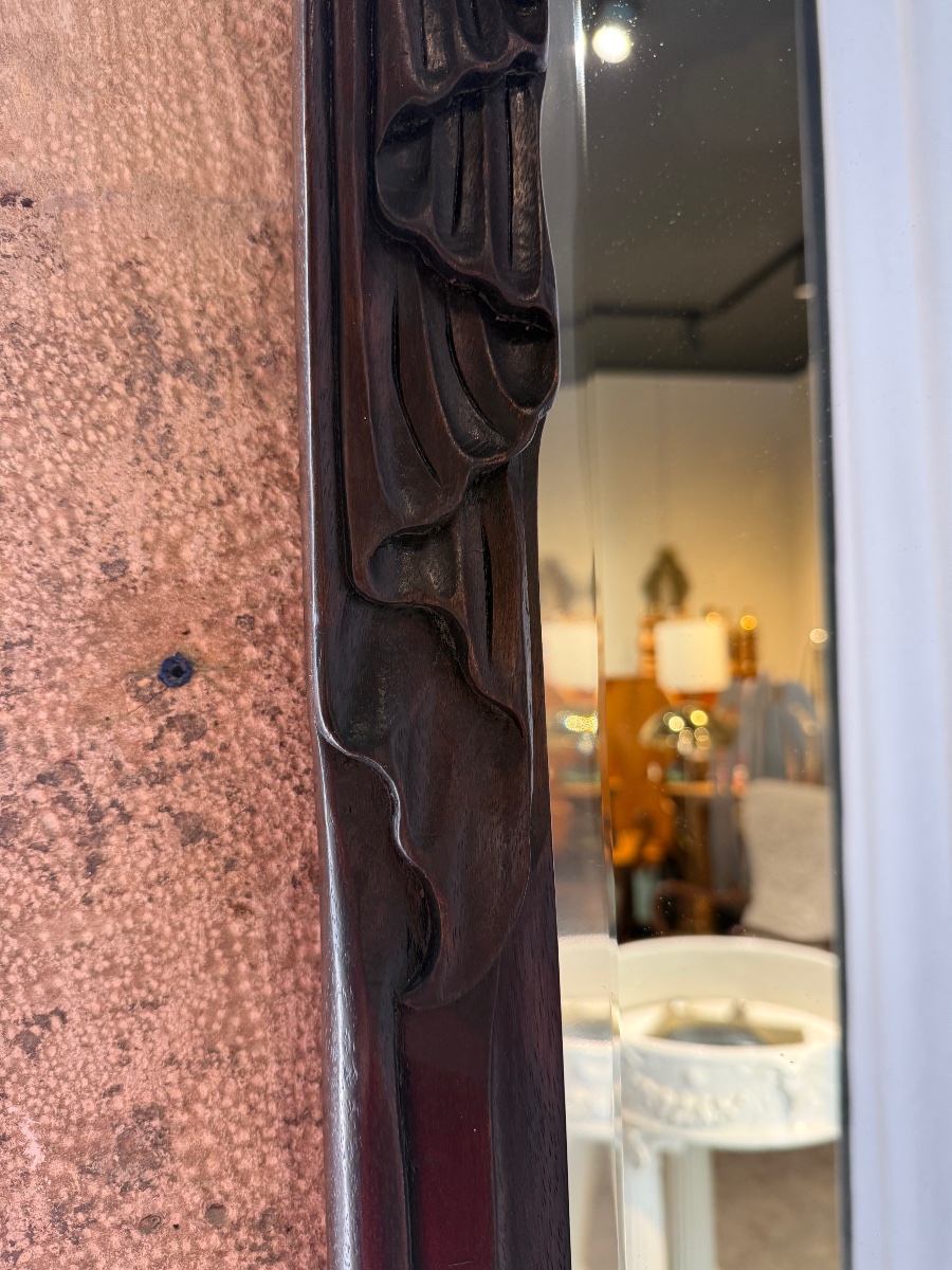 Carved Wooden Mirror, Circa 1970-photo-4