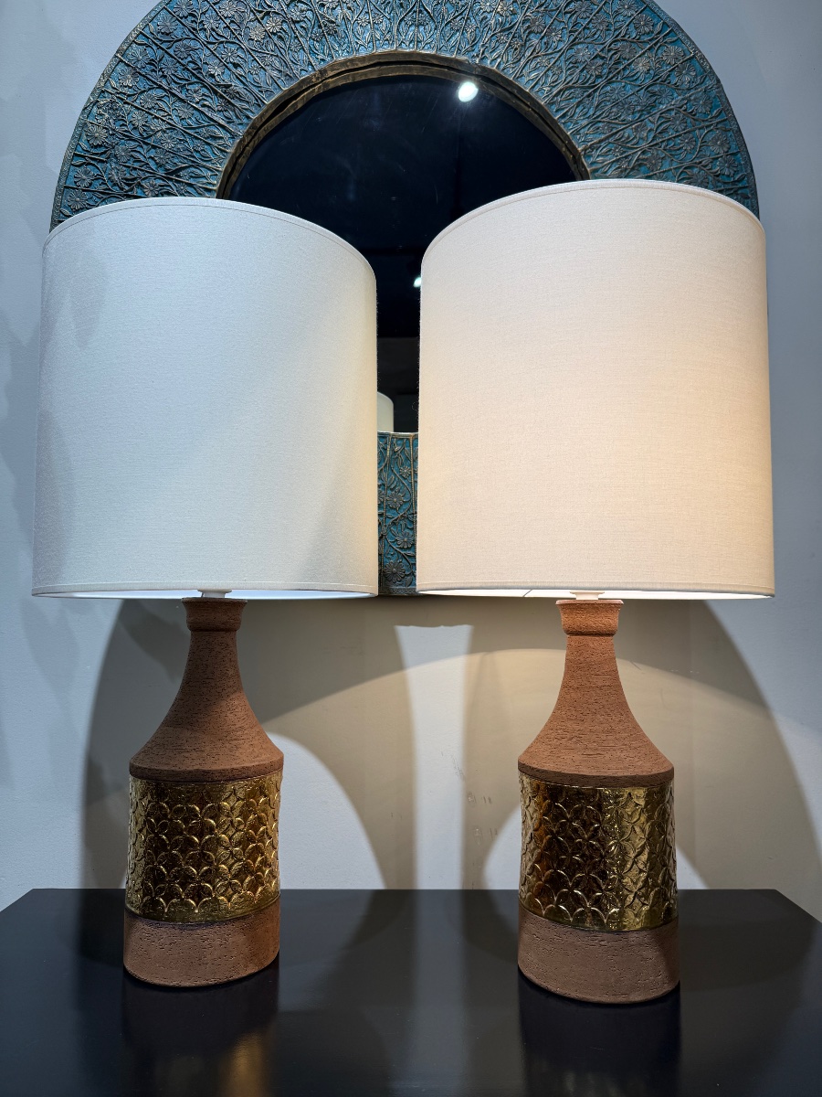 Pair Of Bitossi Ceramic Lamps, Italy, 1970