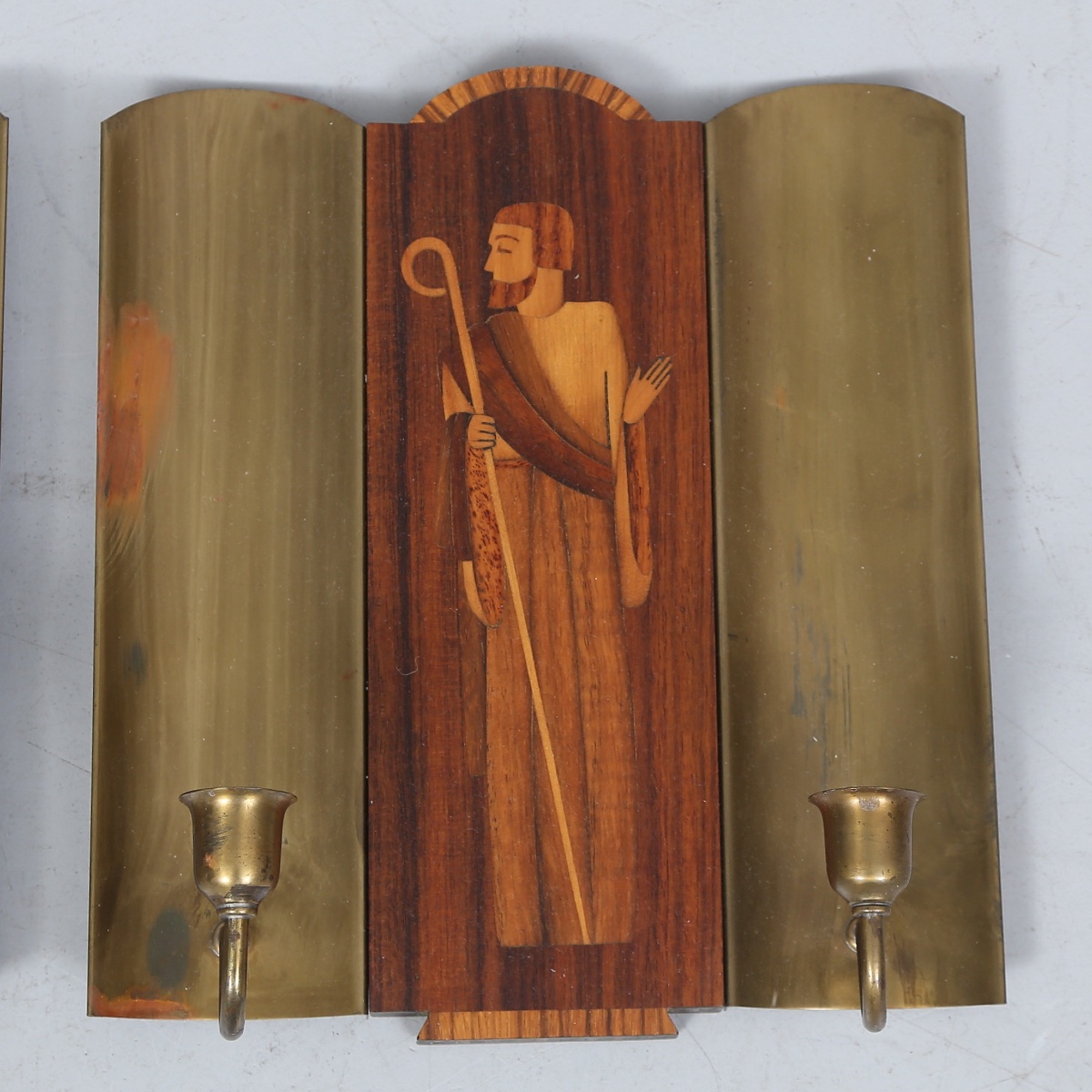 Pair Of Suede Wall Sconces, Circa 1920 -photo-2