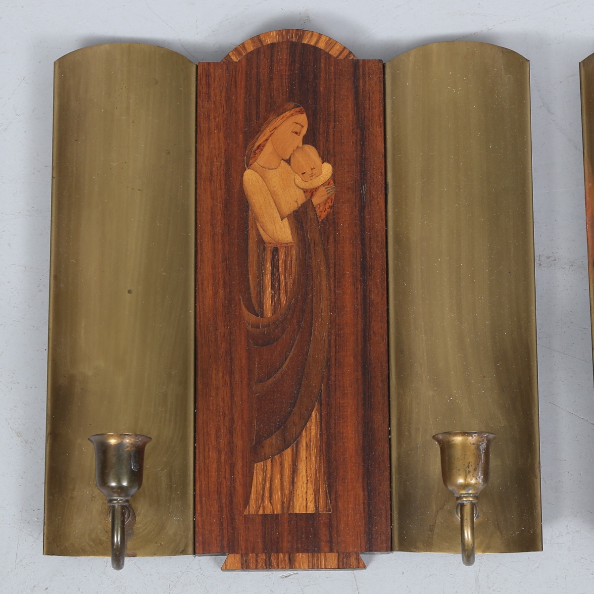 Pair Of Suede Wall Sconces, Circa 1920 -photo-3