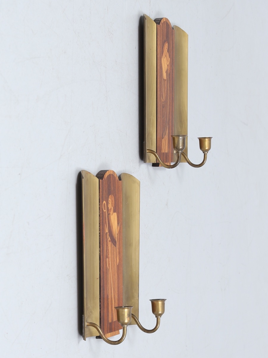 Pair Of Suede Wall Sconces, Circa 1920 