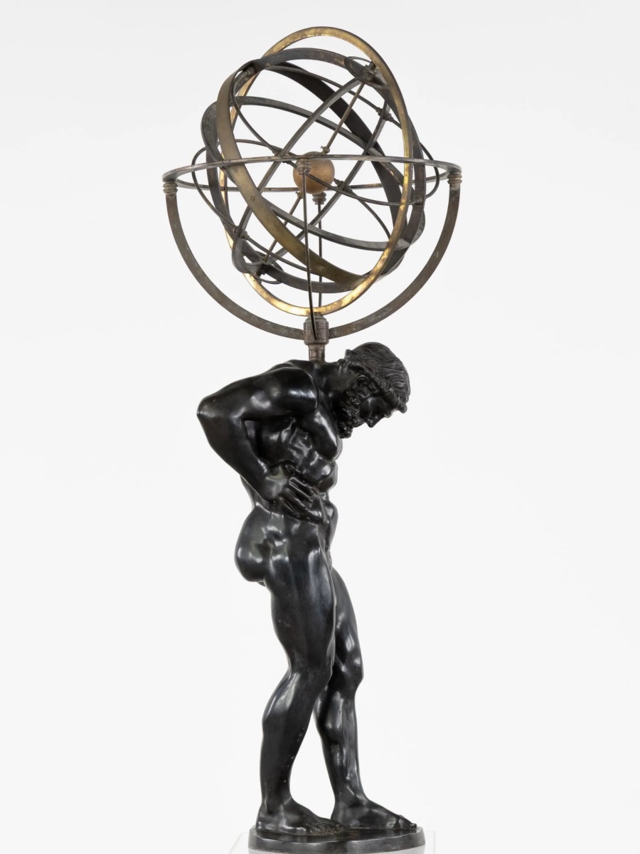  Sculpture en bronze d Atlas 20eme -photo-2