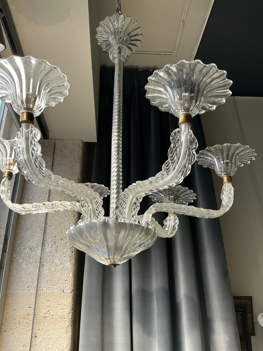 Lustre a 6 lumieres par Seguso Italie 1950-photo-2