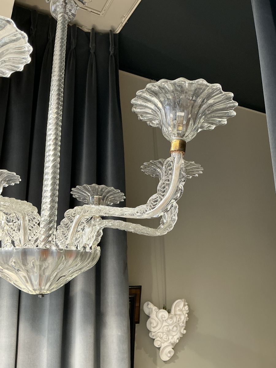 Lustre a 6 lumieres par Seguso Italie 1950-photo-3