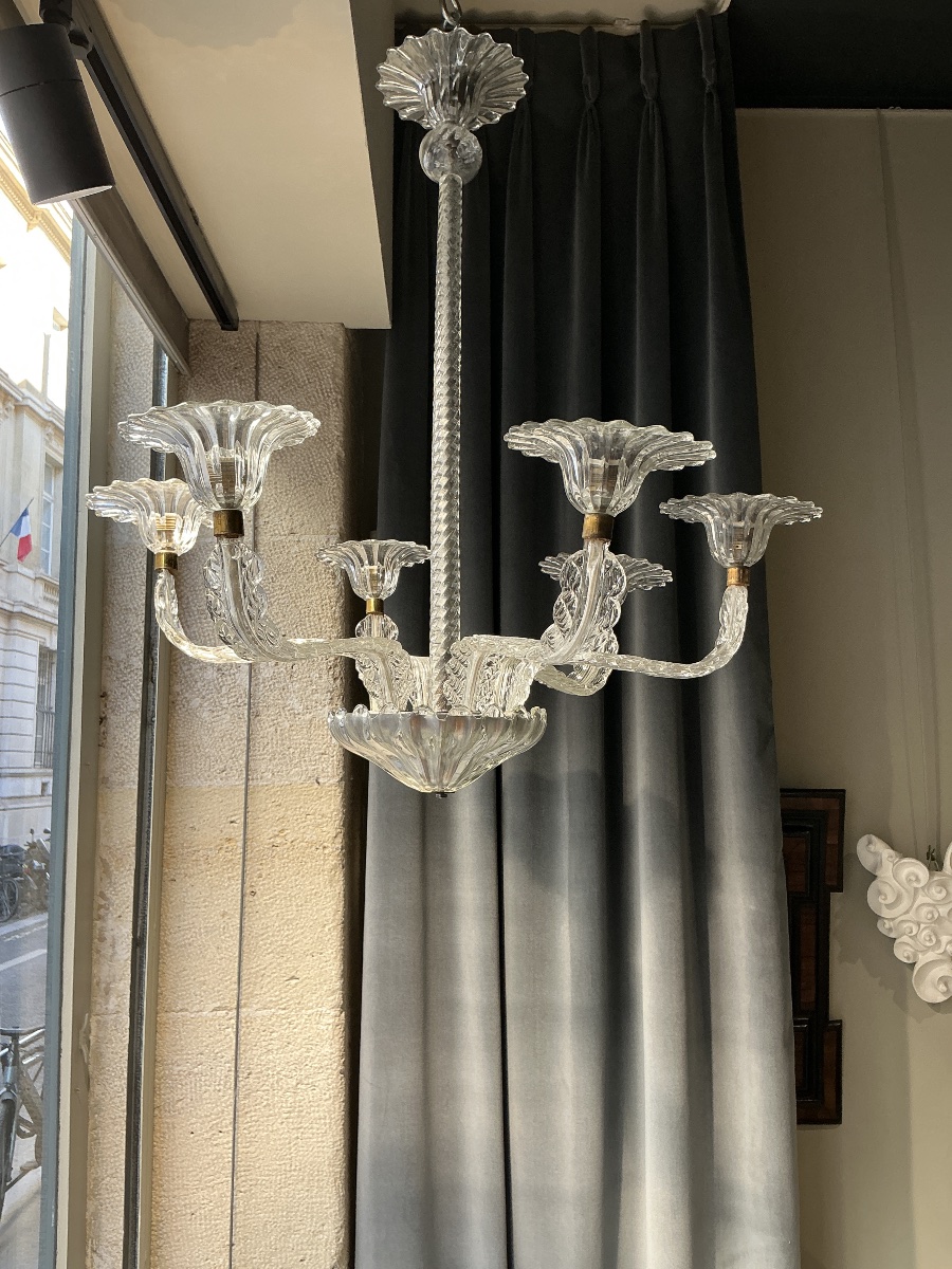 Lustre a 6 lumieres par Seguso Italie 1950