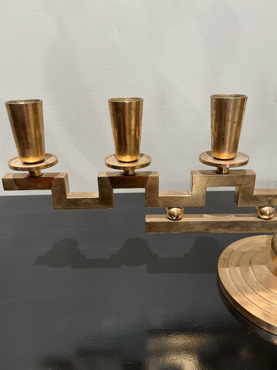 Lars Holmstrom Brass Candleholder, Suede, 1940-photo-2