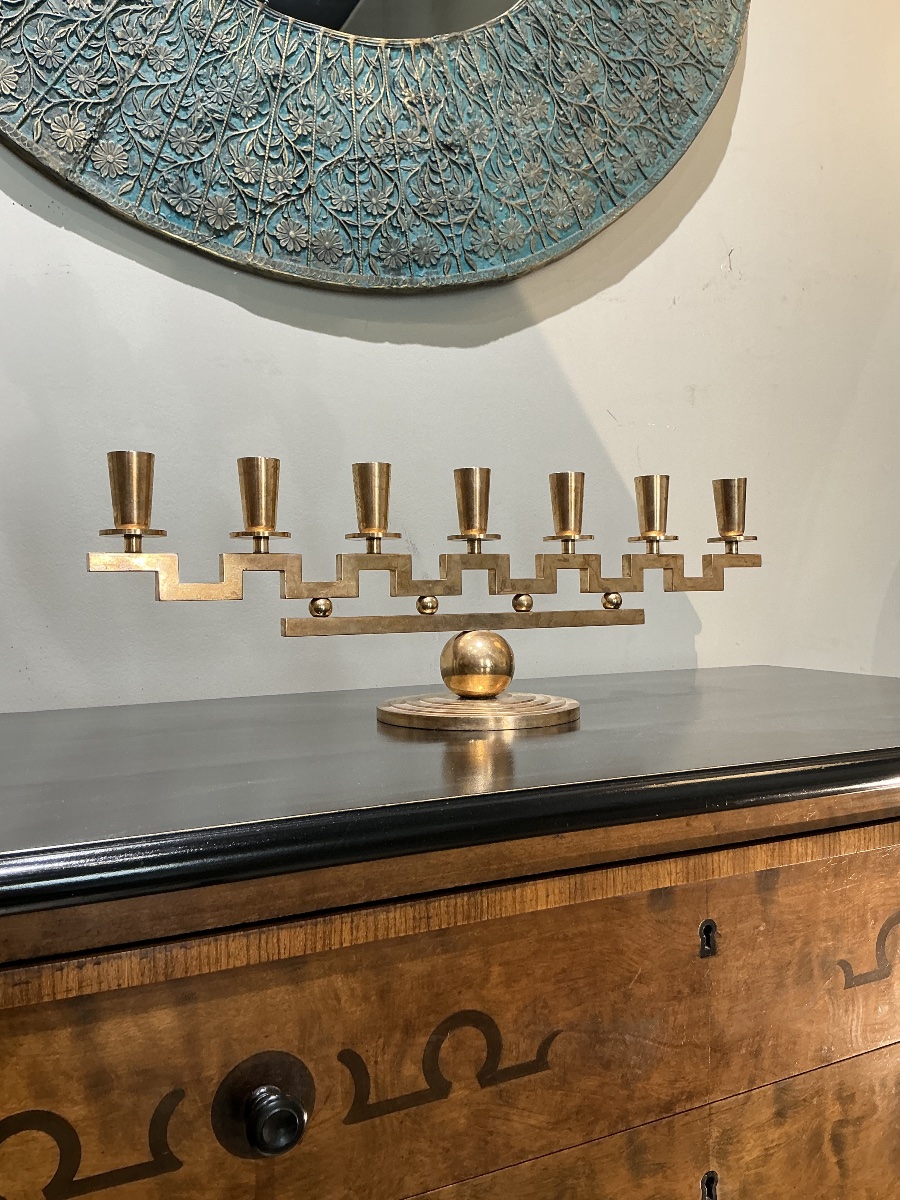 Lars Holmstrom Brass Candleholder, Suede, 1940-photo-3