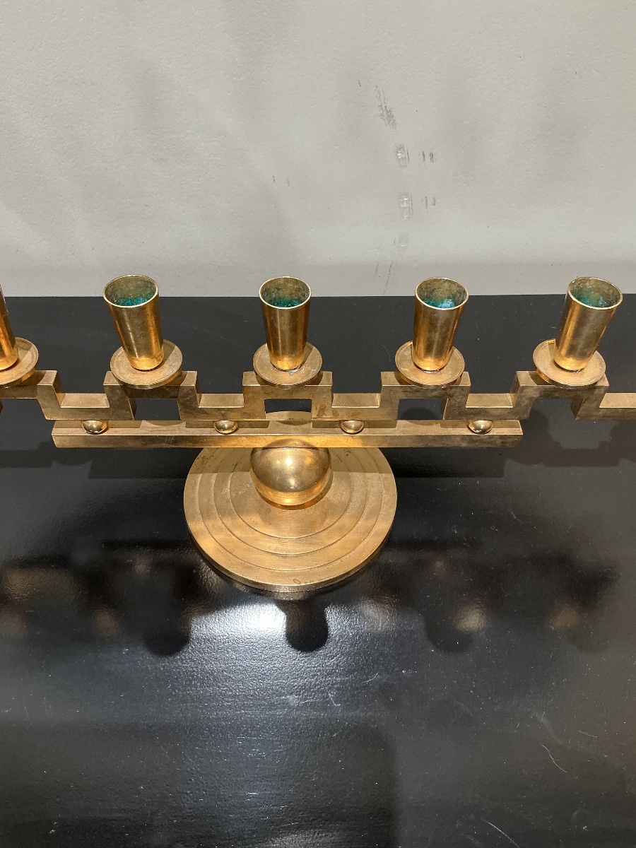 Lars Holmstrom Brass Candleholder, Suede, 1940-photo-1