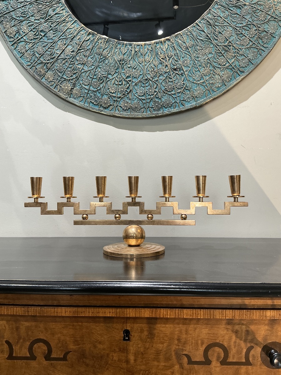 Lars Holmstrom Brass Candleholder, Suede, 1940
