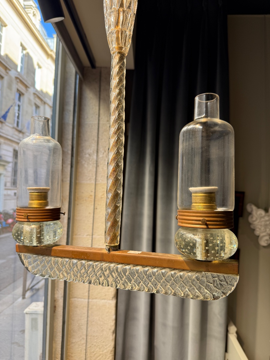 Seguso 2-light Pendant Light, 1940-photo-3