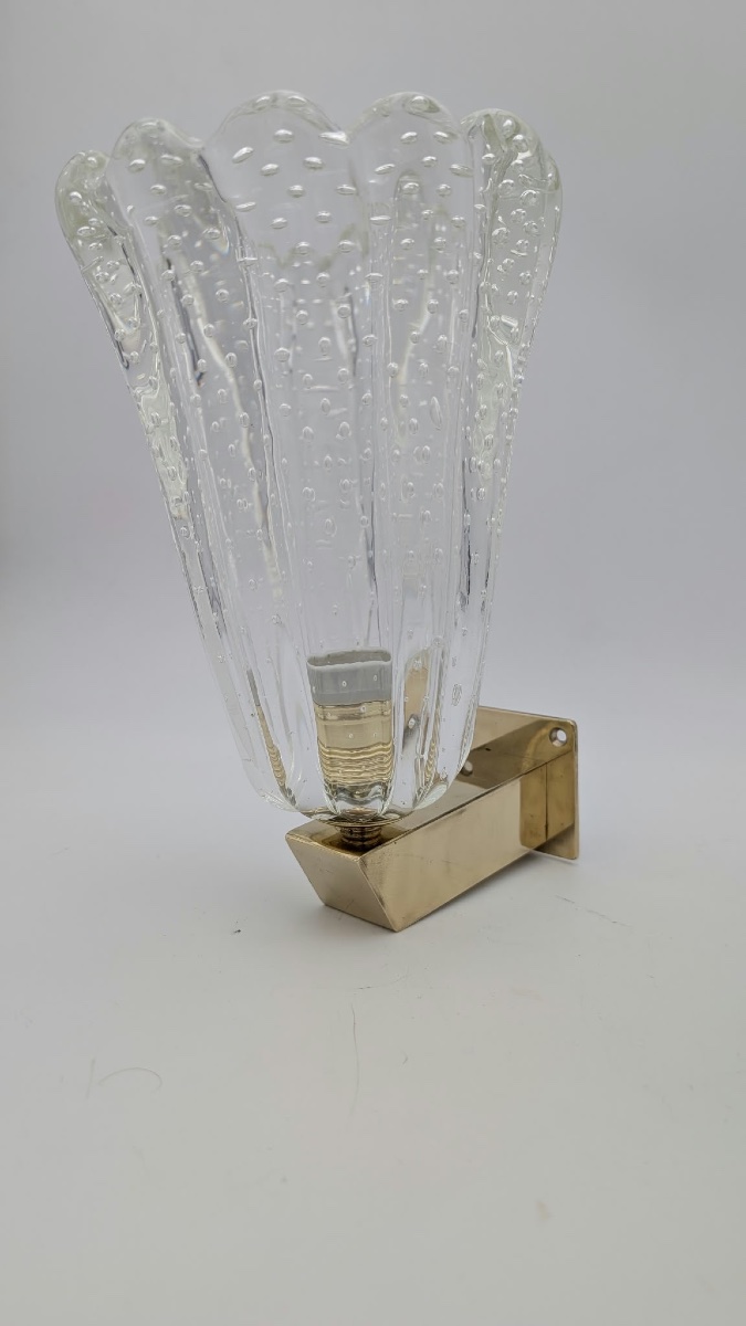 Paire d appliqués en verre bullicante Barovier Italie 1950-photo-2