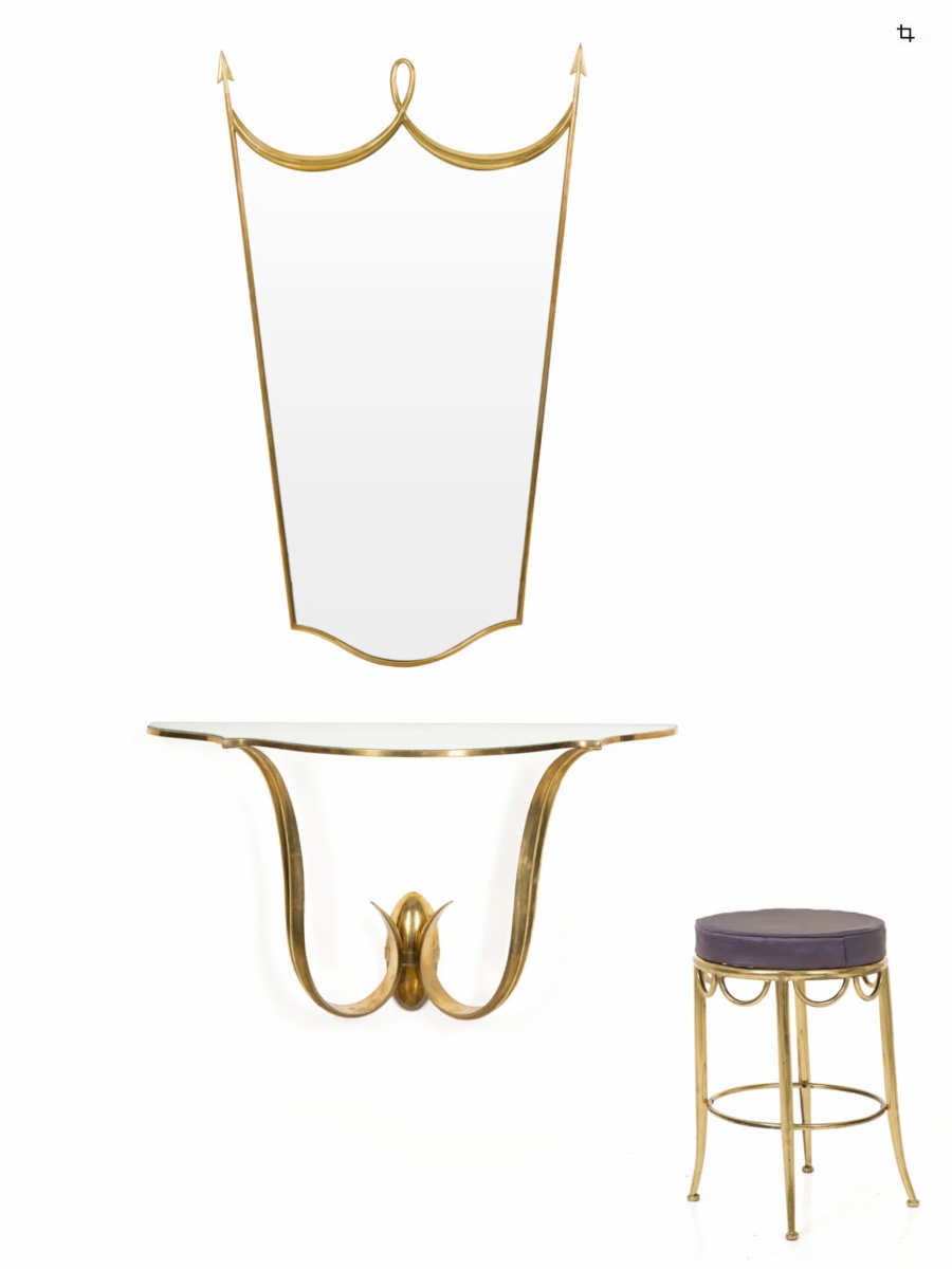 Mirrored Console Table And Stool By Gio Ponti, Italy, 1930