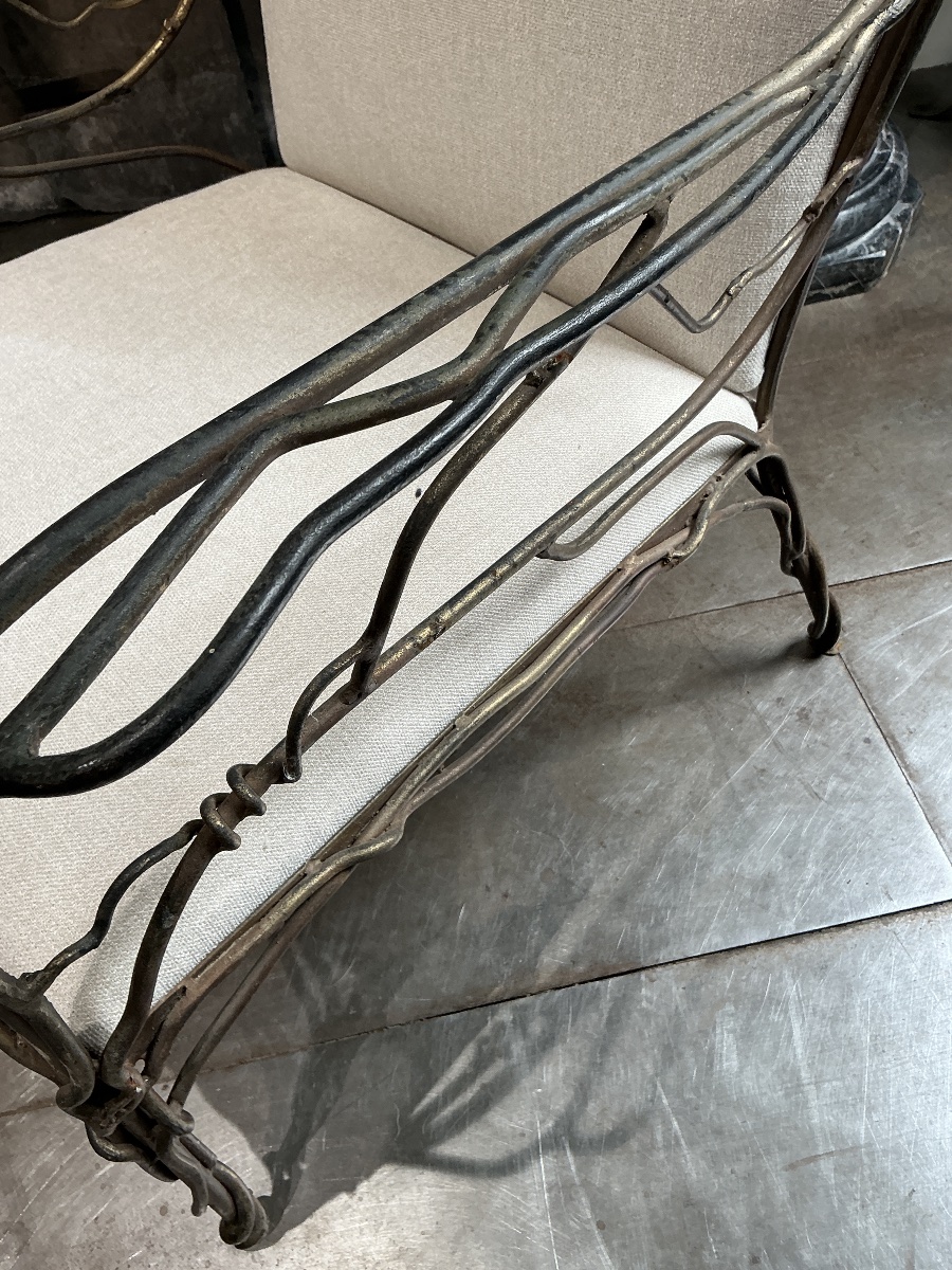 Fauteuil en fer forge circa 1970-photo-3