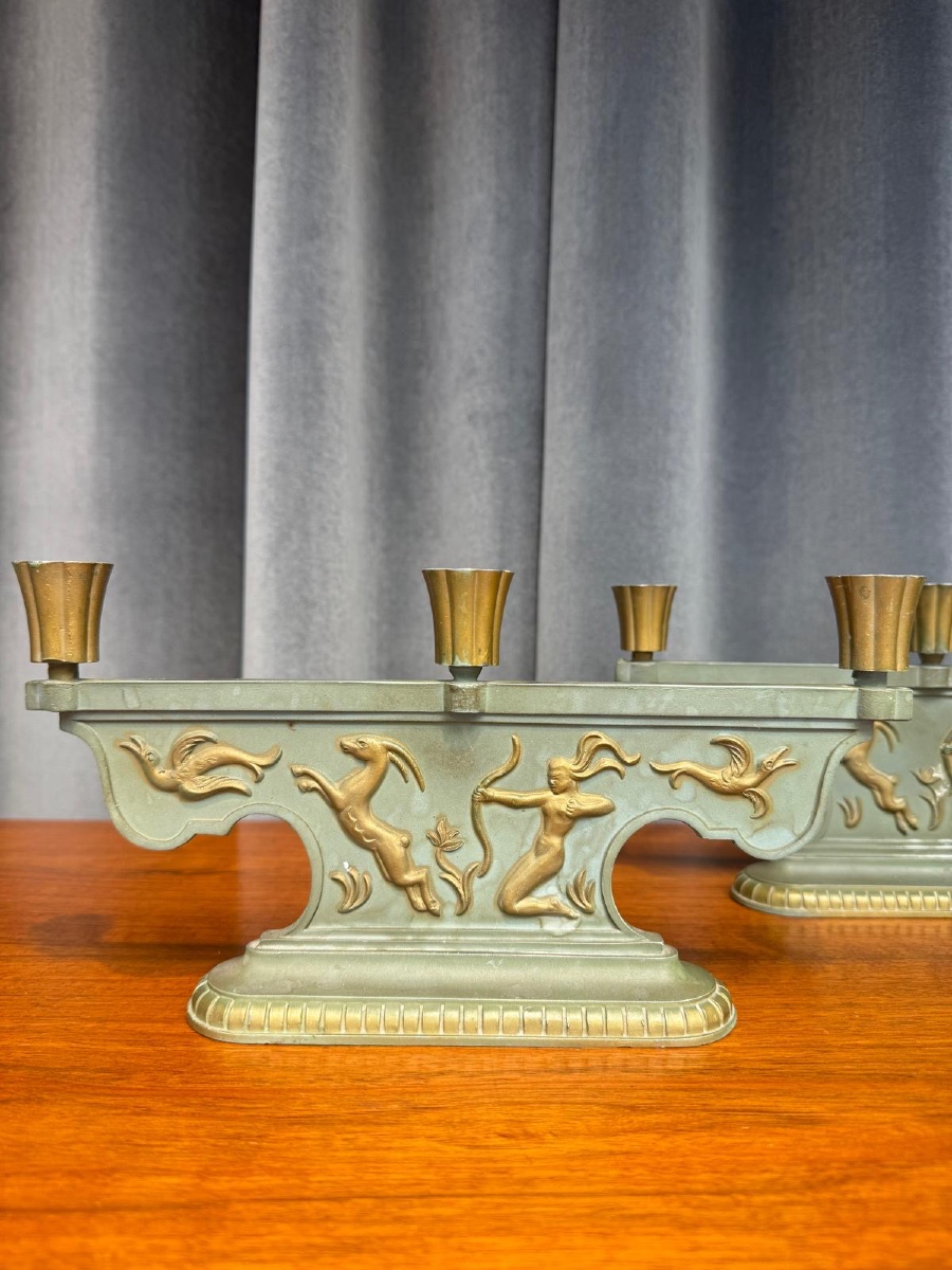 Pair Of Swedish Candlesticks, Circa 1940-photo-3