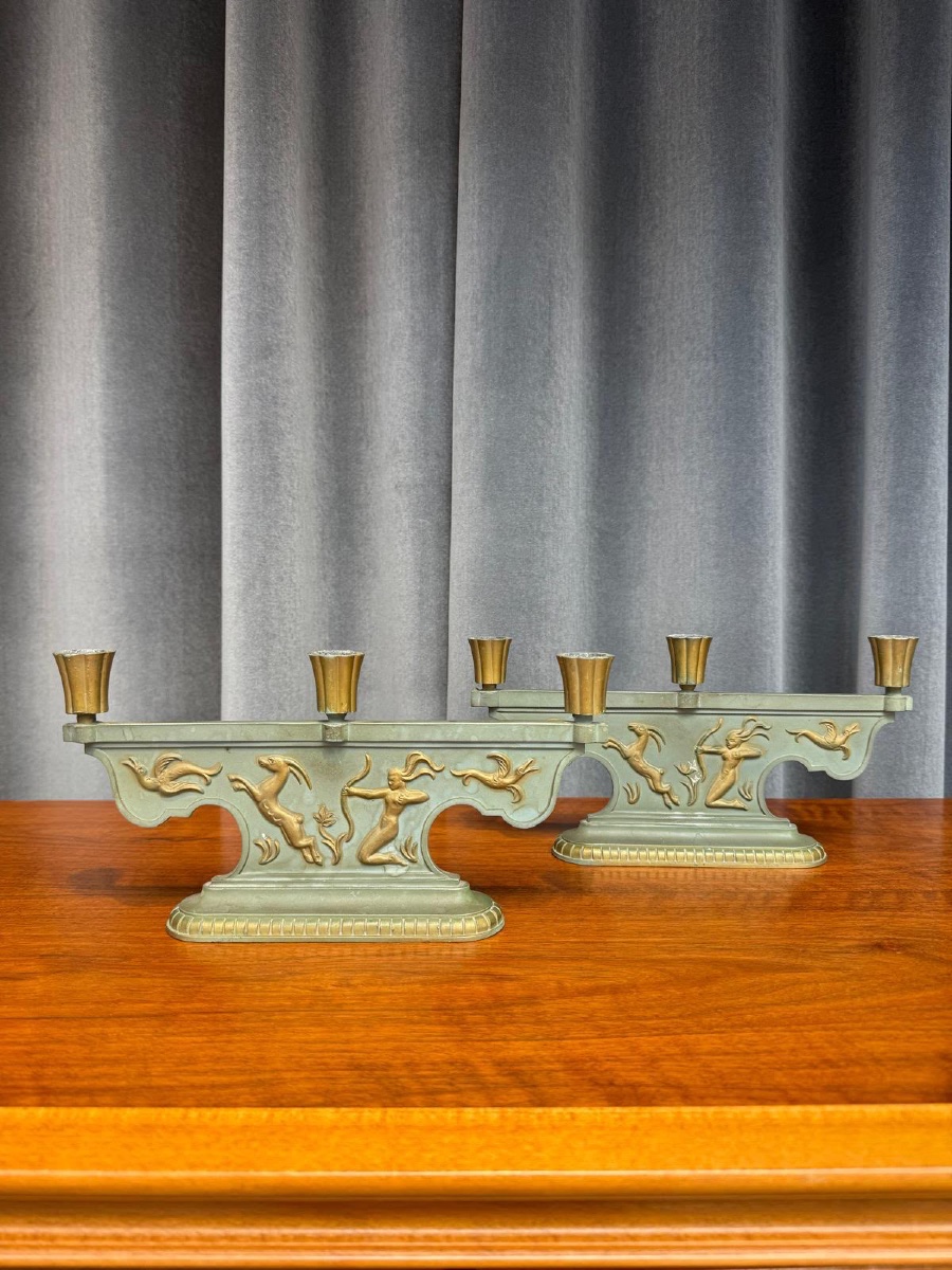 Pair Of Swedish Candlesticks, Circa 1940