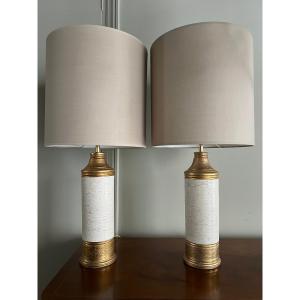 Pair Of Bergboms Glazed Ceramic Lamps
