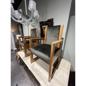 Paire De Fauteuils En Chene Circa 1920 Par Frits Spanjaard 