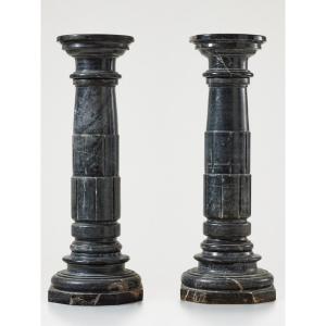 Paire de colonnes en marbre 19thc
