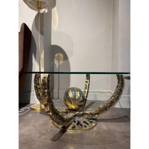 Table basse en bronze par H Fernandez circa 1970