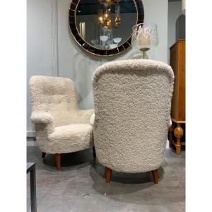 Paire de fauteuils Carl Malsten Suede 1960 